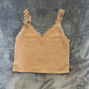 Brown American eagle cropped tank